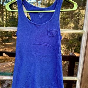 Active basic blue racerback sleeveless tank top shirt pocket lightweight